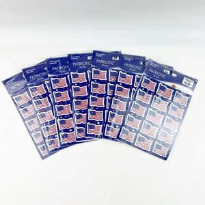 7 Beistle Patriotic Flag Stickers Fourth of July 4 Sheets ea Sealed Craft Scrap